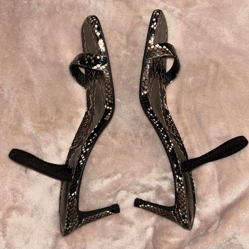 Jeffrey Campbell Black and Brown Snakeskin Slide Sandals - Picture 3 of 7